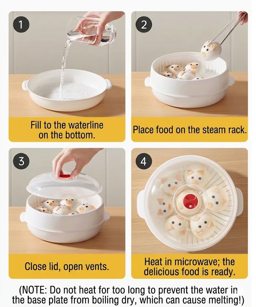 Multifunctional Microwave Steamer - With Keep Warm Function - Healthy Cooking & Steaming