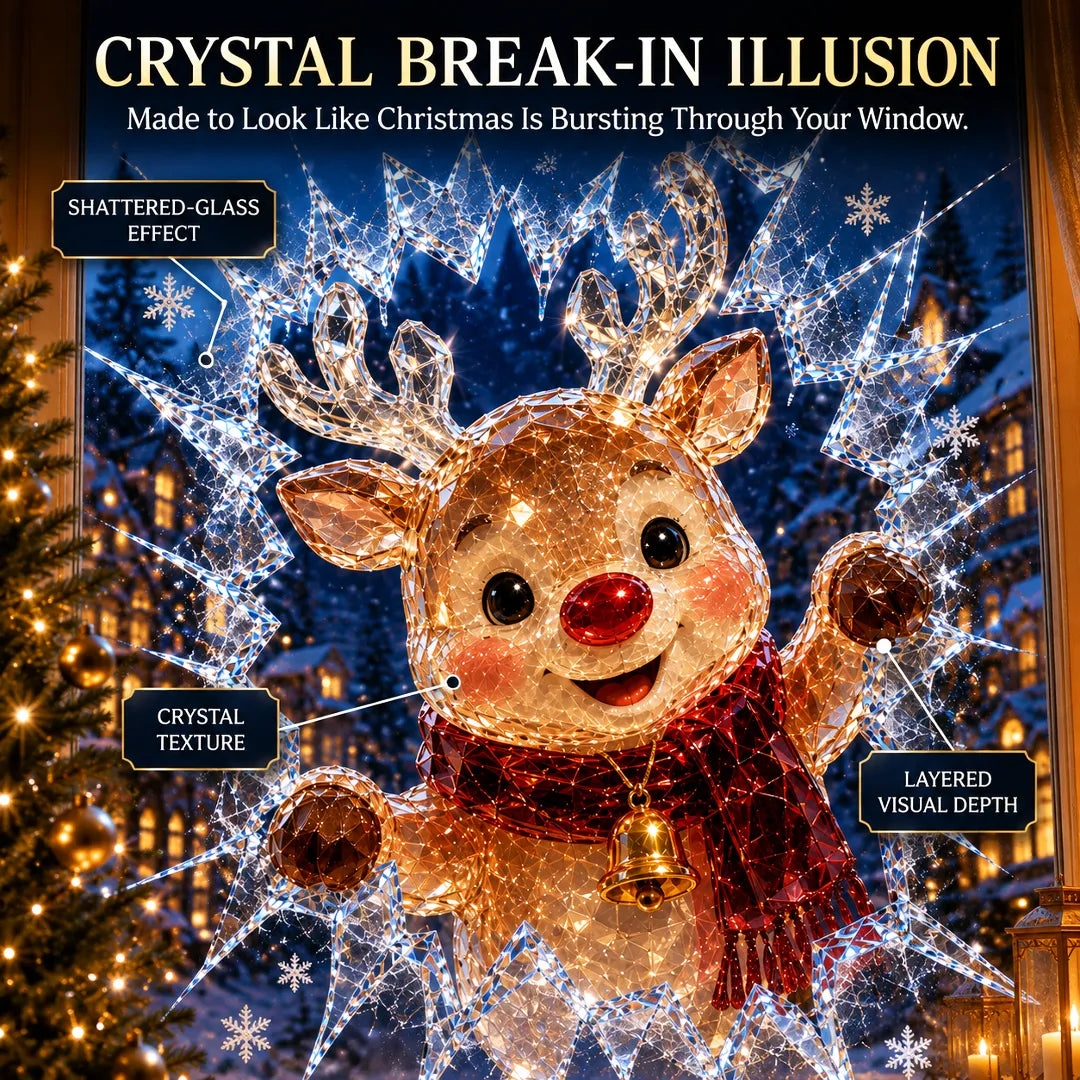 3D Christmas Broken Glass Effect Window Sticker