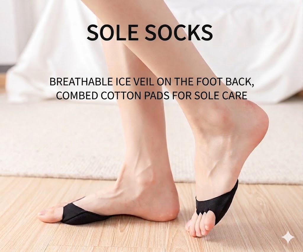 Women's Toe Socks (4 Pairs) – Anti-Slip Half Socks for Pumps and Heels – Breathable