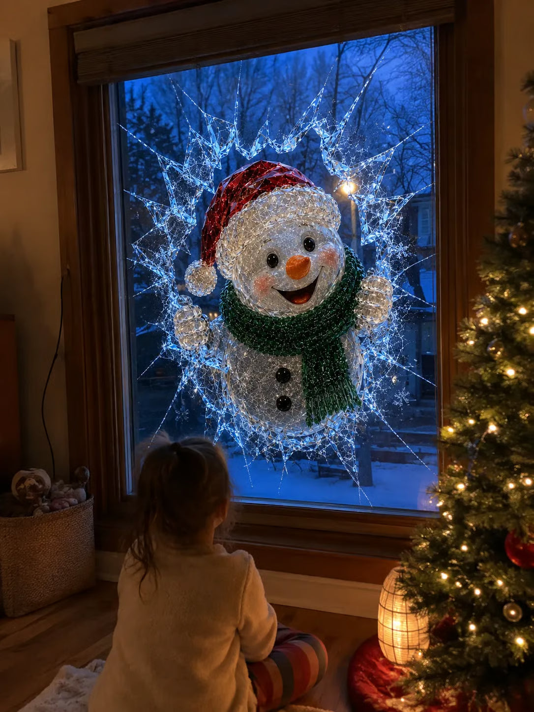 3D Christmas Broken Glass Effect Window Sticker
