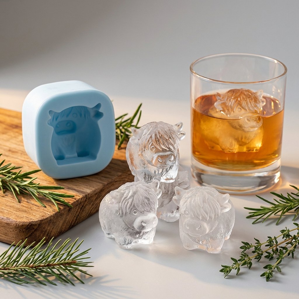 ๐ฎ Mini Scottish Highland Cow Ice Cube Mold โ 3D Silicone for Ice Cubes