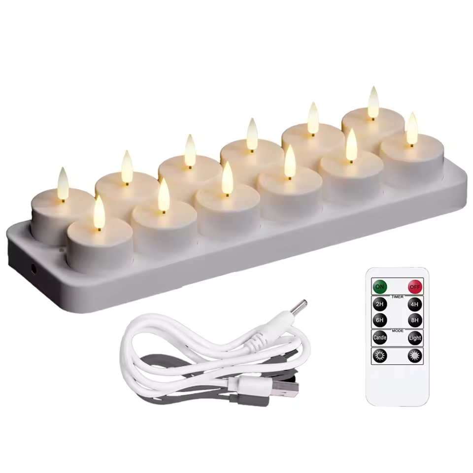Rechargeable Flameless LED Tea Lights – Create a Cozy Ambiance – 100% Fire Safe