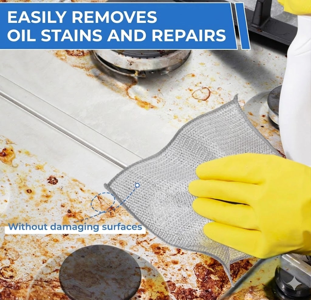 Reusable Silver Mesh Cleaning Cloths (10 Pcs) - Powerful Scratch-Free Cleaning - For Pans, Glass & Countertops - Fast-Drying & Durable