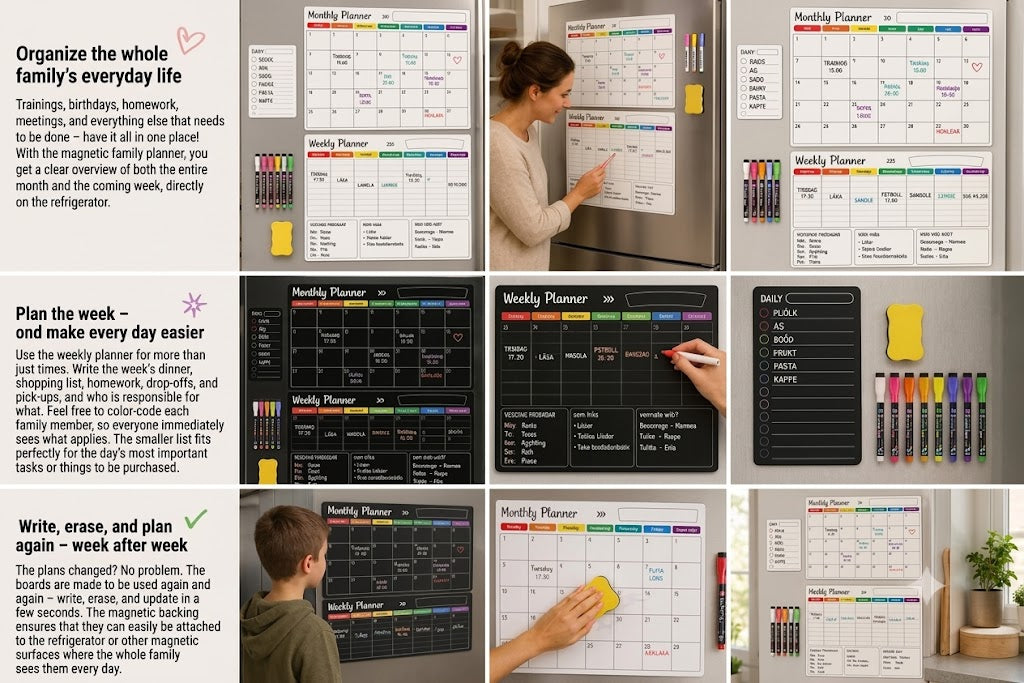 Magnetic Family Planner – Monthly, Weekly, and Daily Schedule
