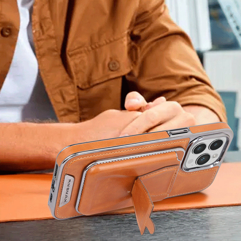 Magnetic Leather iPhone Case with Card Holder
