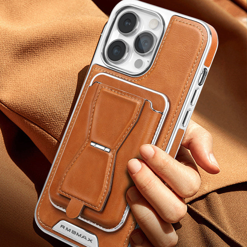 Magnetic Leather iPhone Case with Card Holder