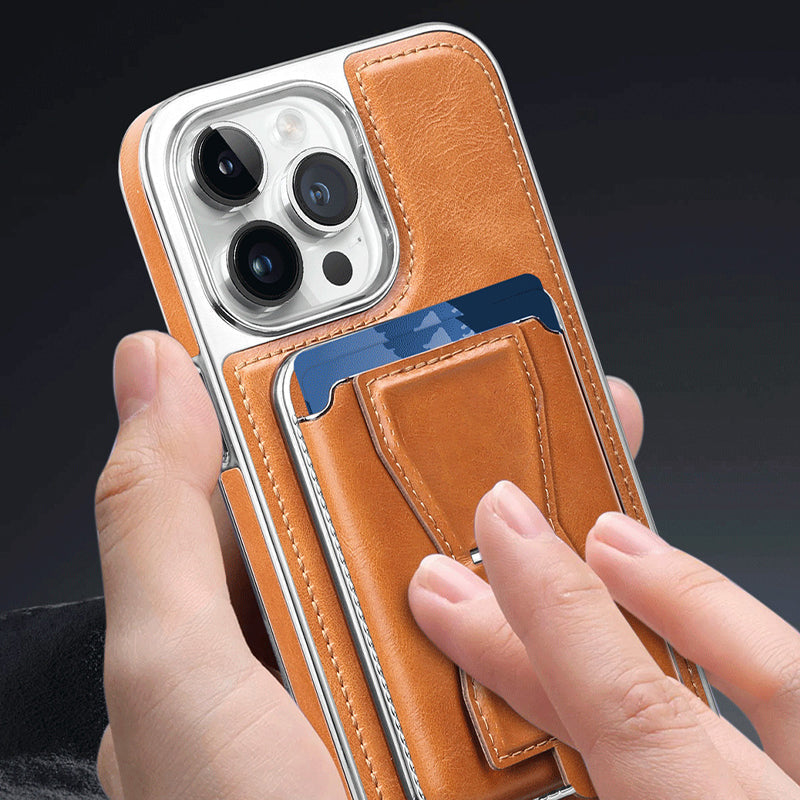 Magnetic Leather iPhone Case with Card Holder