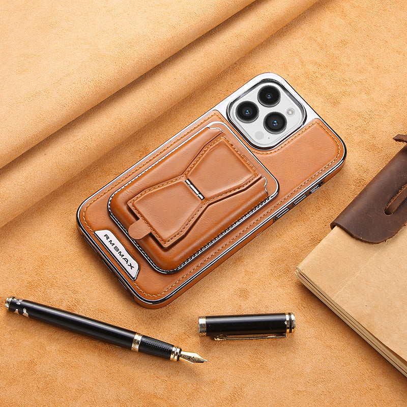 Magnetic Leather iPhone Case with Card Holder