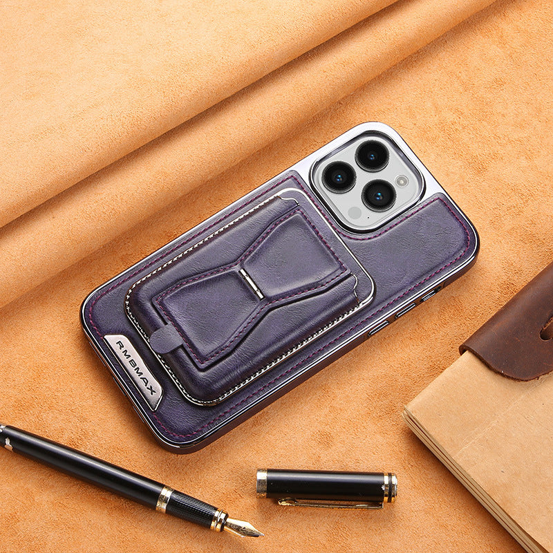 Magnetic Leather iPhone Case with Card Holder