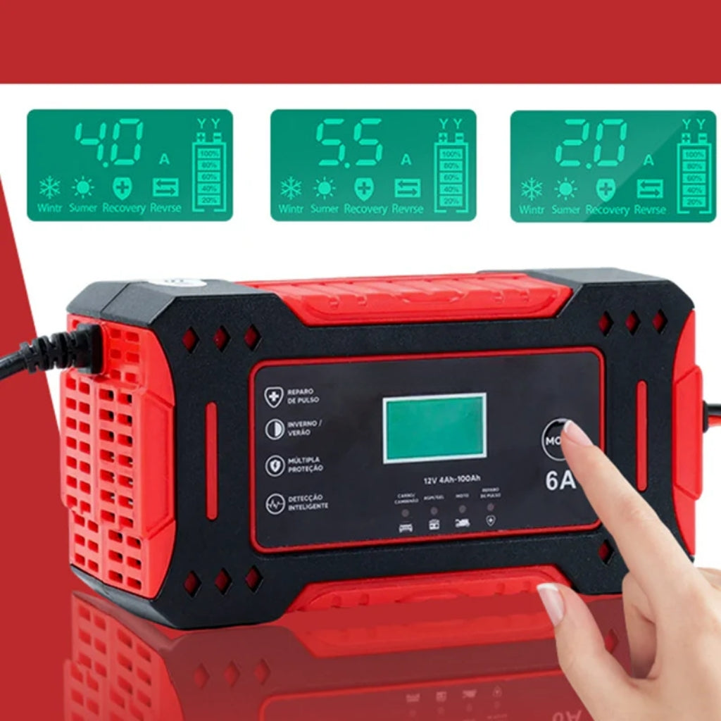 Smart Battery Charger 12V/24V - Fully Automatic Trickle Charger with Pulse Repair Function - For Car, Motorcycle & Boat