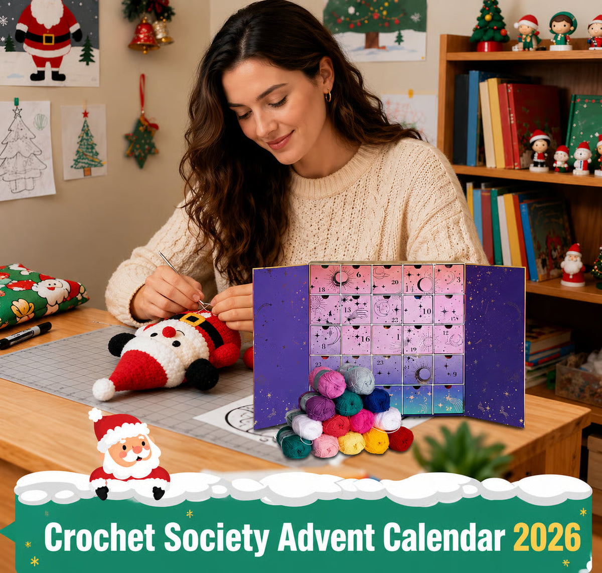 Crochet Advent Calendar 2026 (25 Days) – Christmas Countdown Calendar with Yarn, Crochet Accessories, Patterns, and Creative Surprises