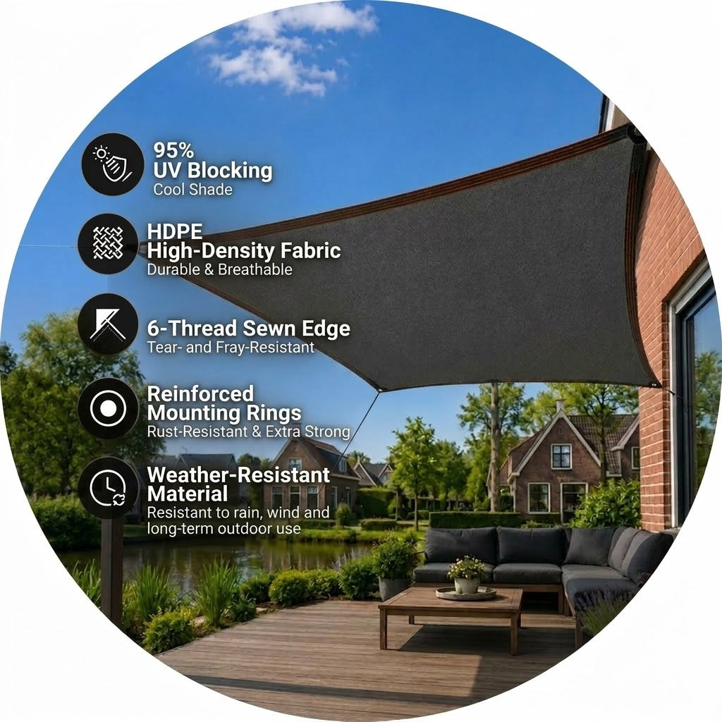 SunChill™ | Premium HDPE Shade Sail for Cool Shade and UV Protection