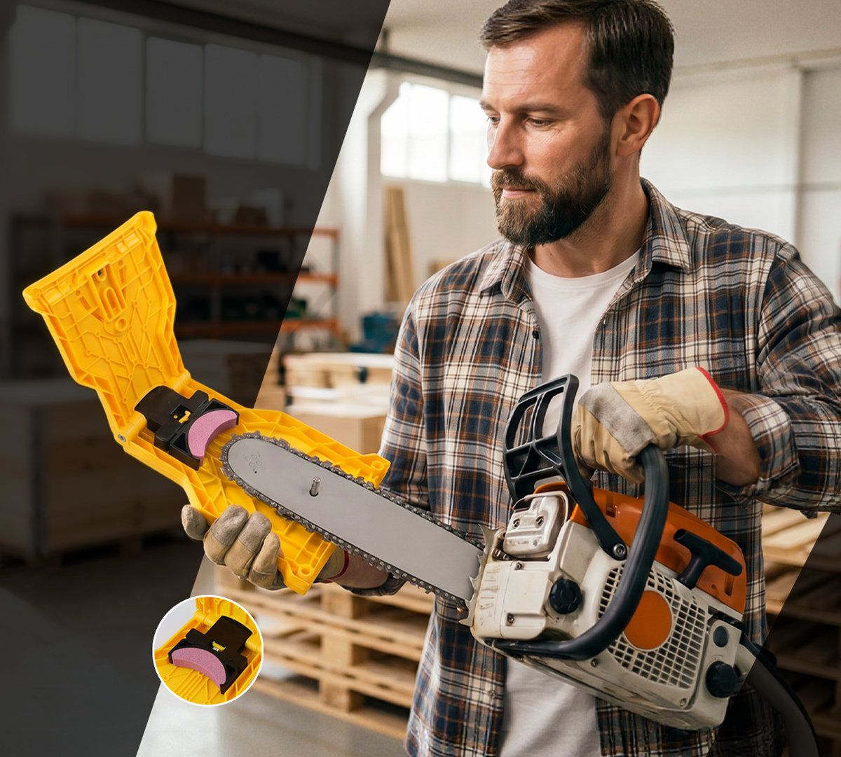 Compact chainsaw sharpener