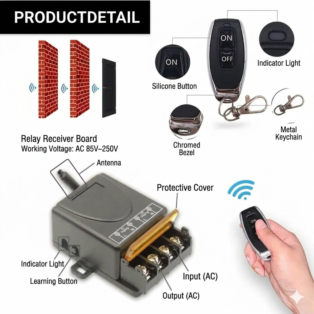 💥Wireless Remote Control and Receiver Set - Universal - Plug & Play - No Cables⚡ Needed