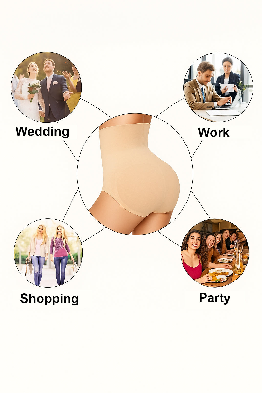 Shapewear Briefs | Tummy Control & High Waist – 1 Set (4 Pieces)