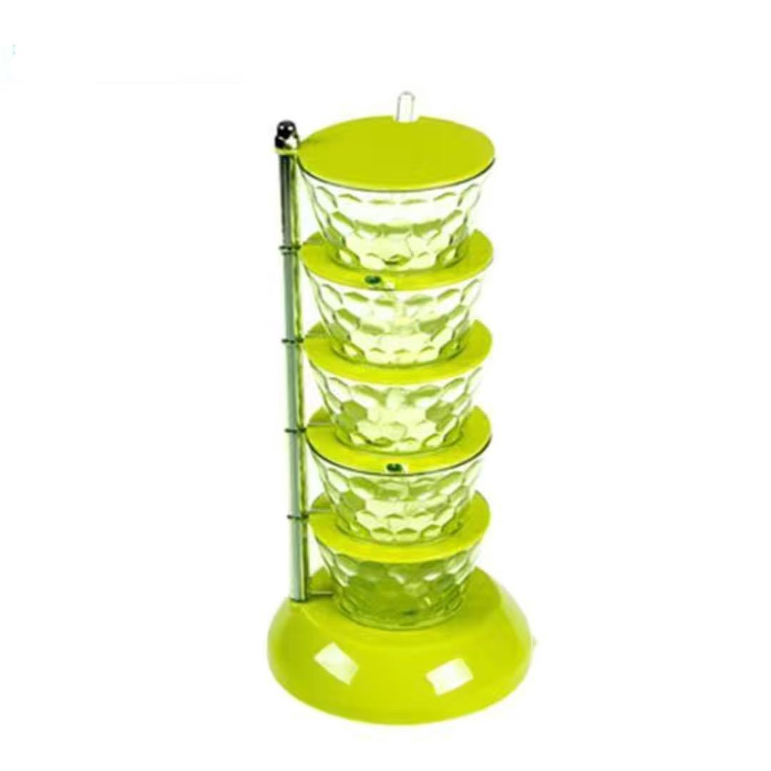 360° Rotating Spice Jar Set – Compact Spice Organizer for Kitchen Countertop – Spoons Included