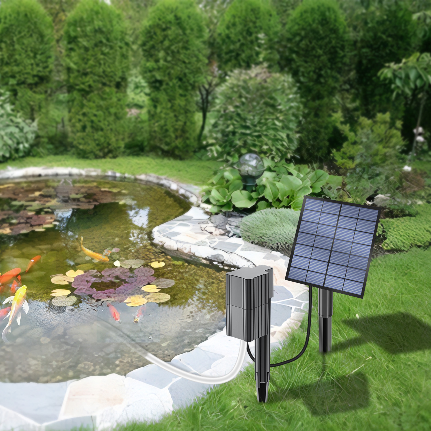 Solar Ground Stake Oxygen Pump / Solar-Powered Pond Aerator