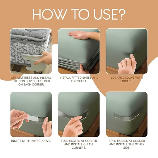 π₯π’ Limited Time: 50% OFF! Universal & Easy-to-Install Bed Sheet Grippers with Strong Hold (1 Set of 4 Pcs)
