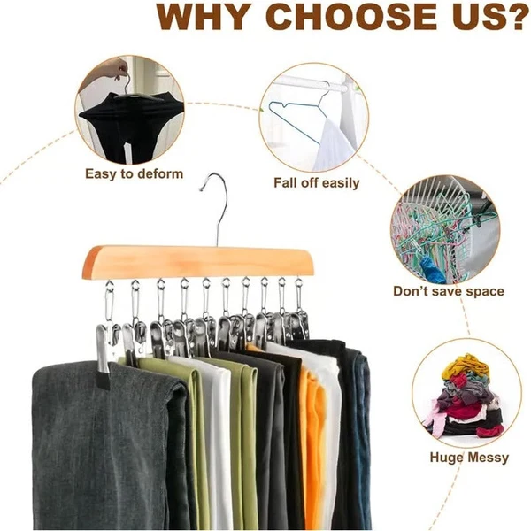 Clothes Hanger with 10 Pegs – Space-Saving Drying Hanger for Socks and Underwear