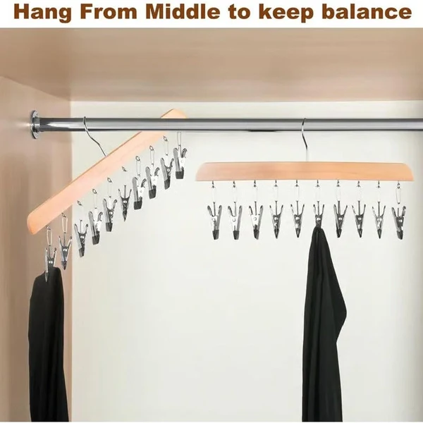 Clothes Hanger with 10 Pegs – Space-Saving Drying Hanger for Socks and Underwear