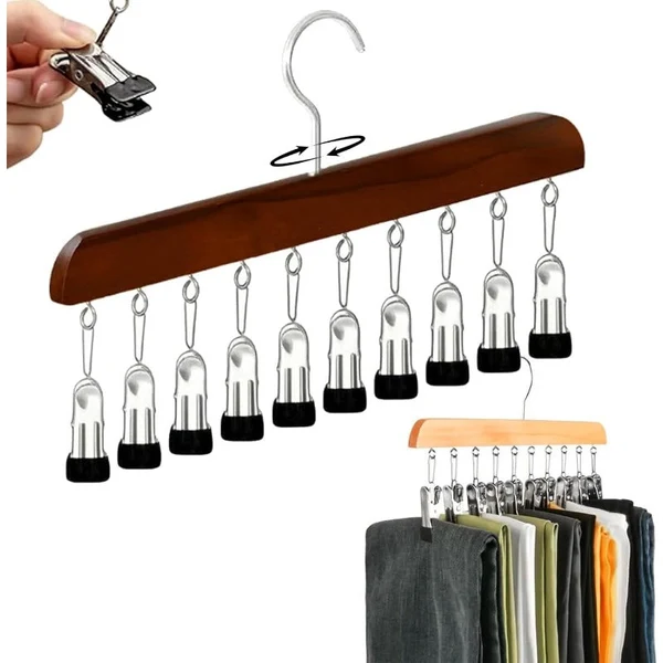 Clothes Hanger with 10 Pegs – Space-Saving Drying Hanger for Socks and Underwear