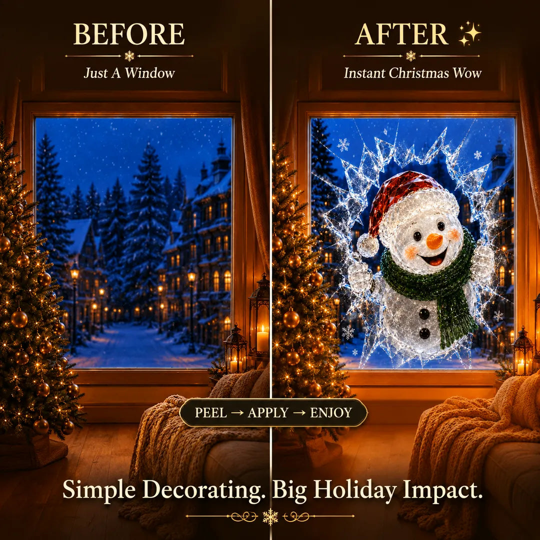 3D Christmas Broken Glass Effect Window Sticker