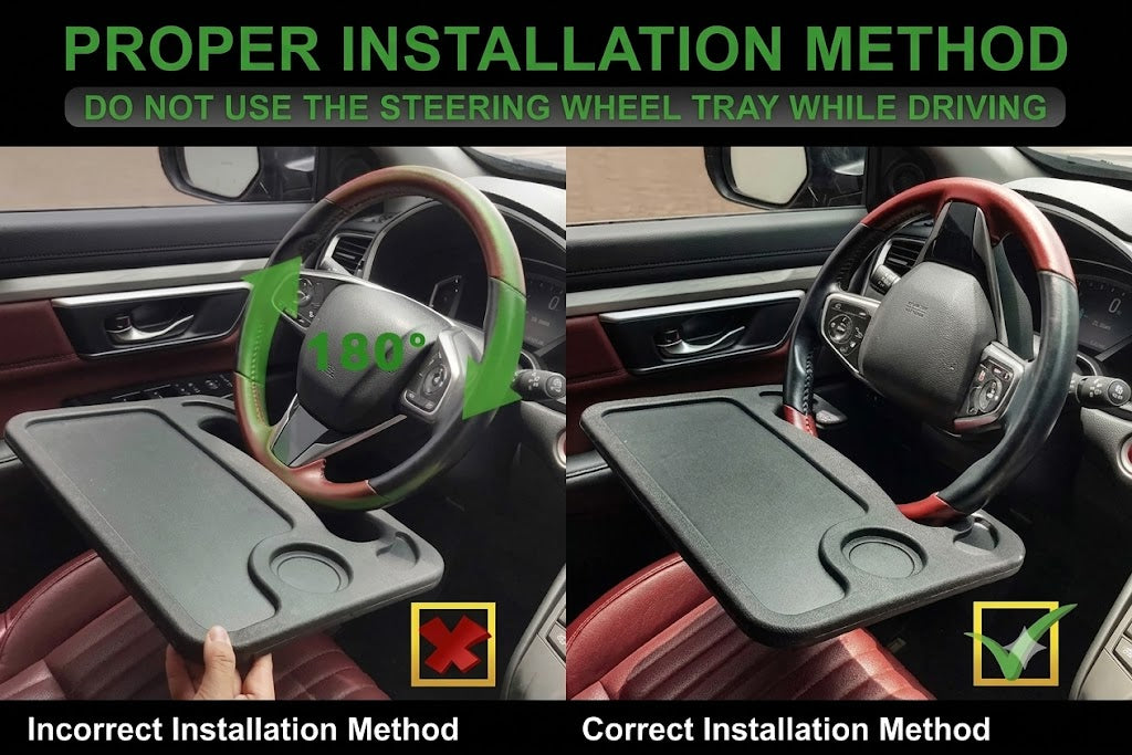 Double-Sided Car Steering Wheel Desk – Laptop Tray Table