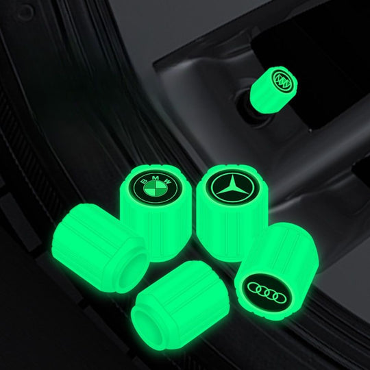 Luminous Valve Caps with Car Logo - Universal - Set of 4