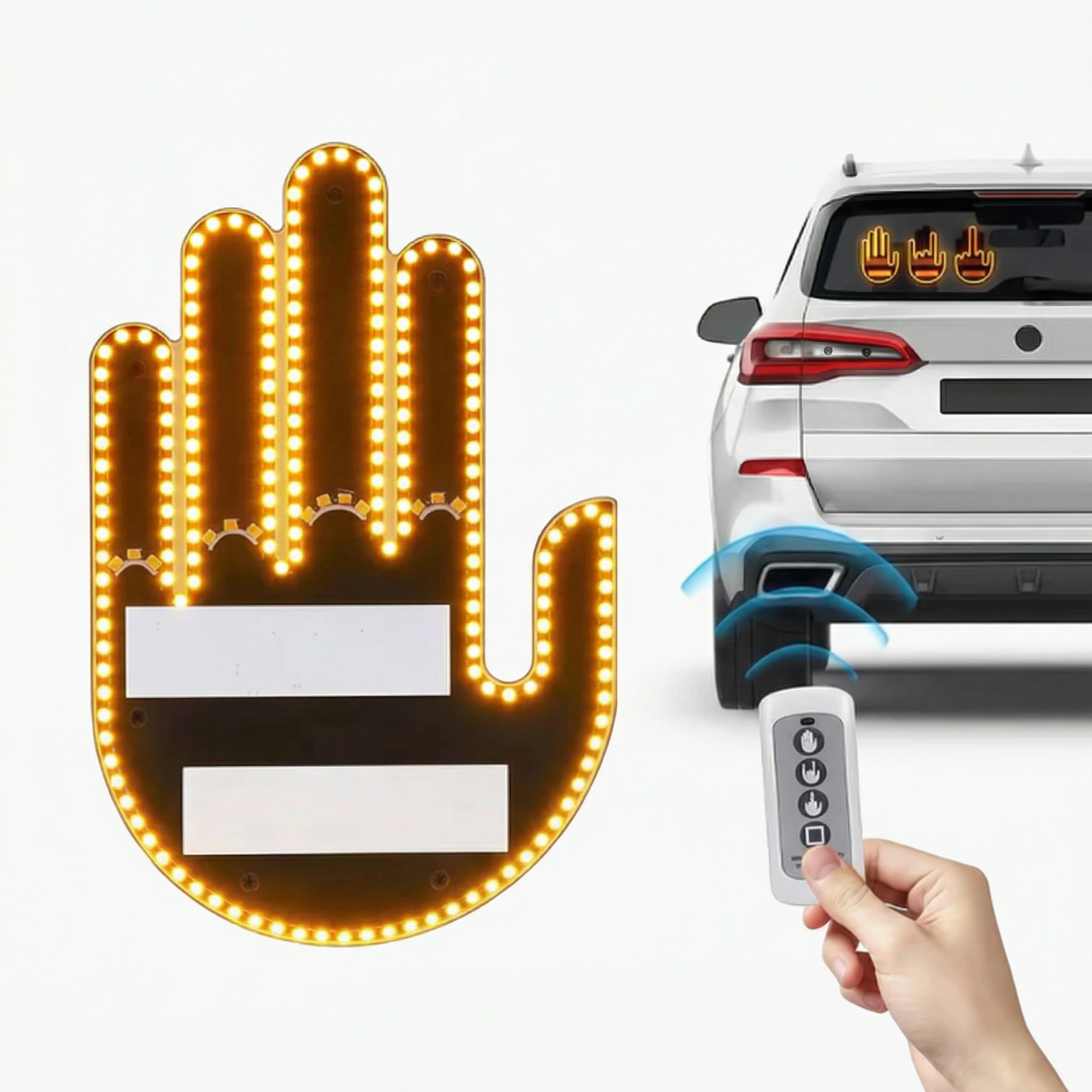 Illuminated hand-shaped car lights