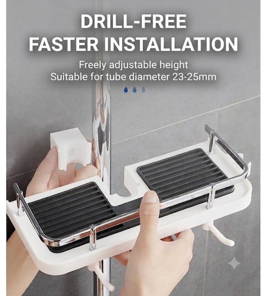Shower Rod with Shelf for Bathroom