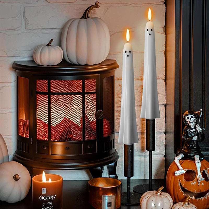 ππ» Remote-Controlled Ghost LED Candles with 3D Flickering Wick π―οΈπ‘ 1 Set (2 Pcs)