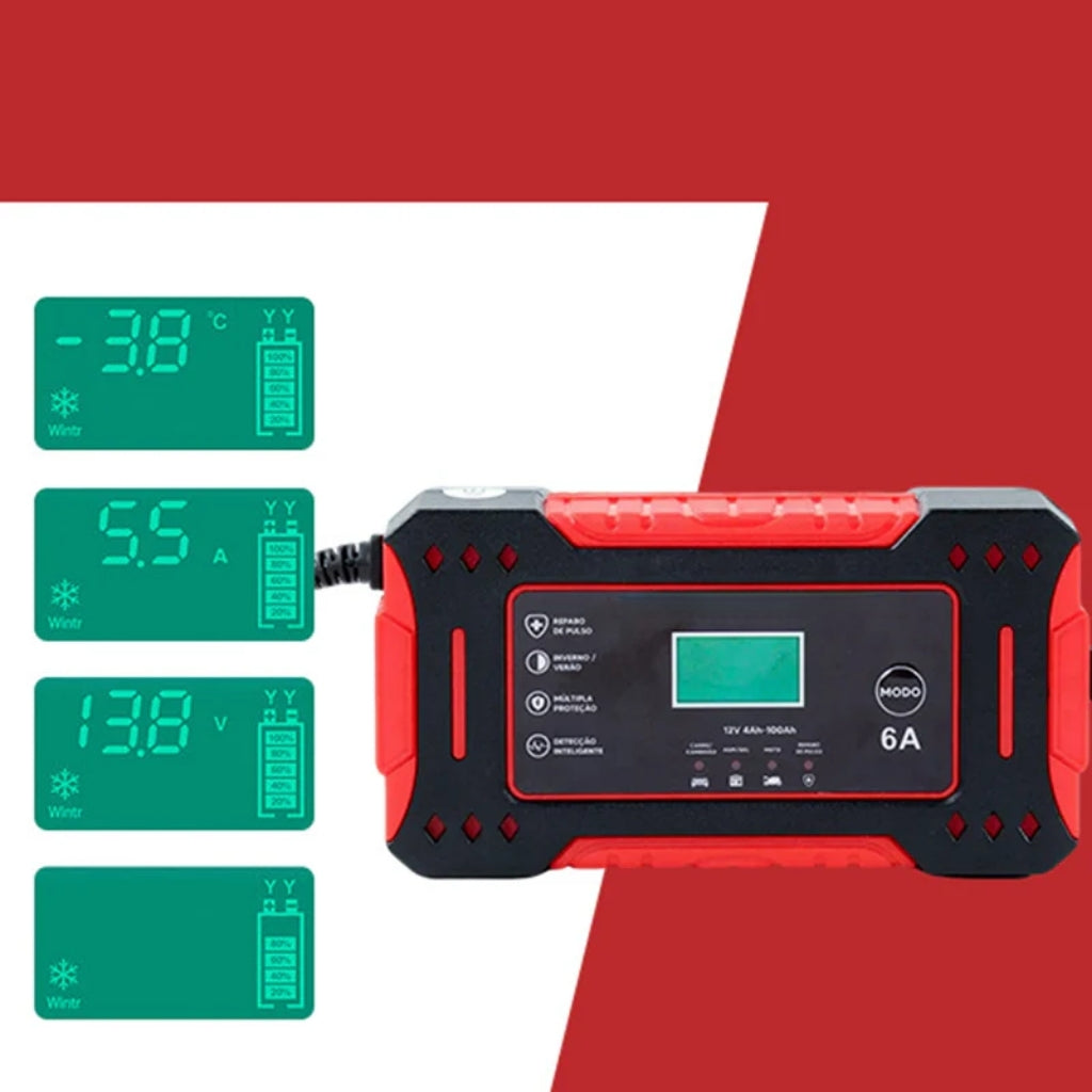 Smart Battery Charger 12V/24V - Fully Automatic Trickle Charger with Pulse Repair Function - For Car, Motorcycle & Boat