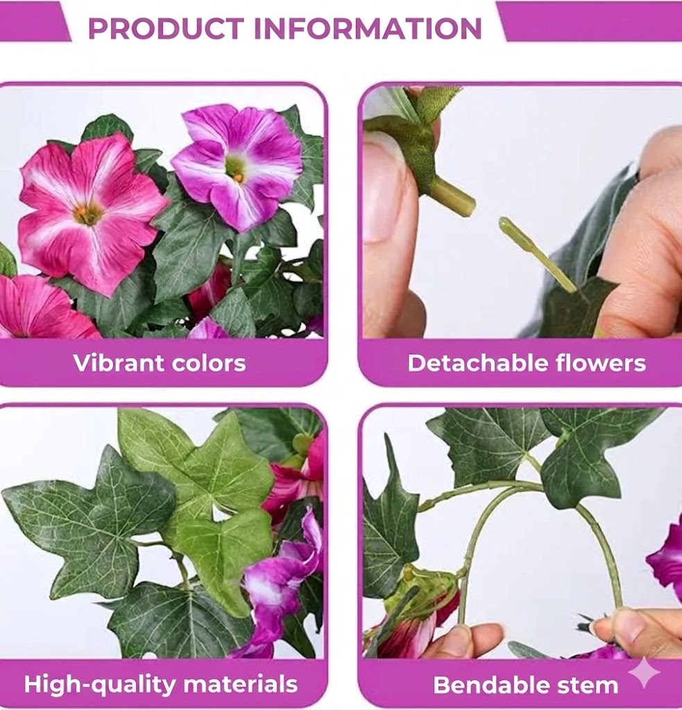 Lifelike Artificial Petunia Bouquet – For Indoor and Outdoor Use