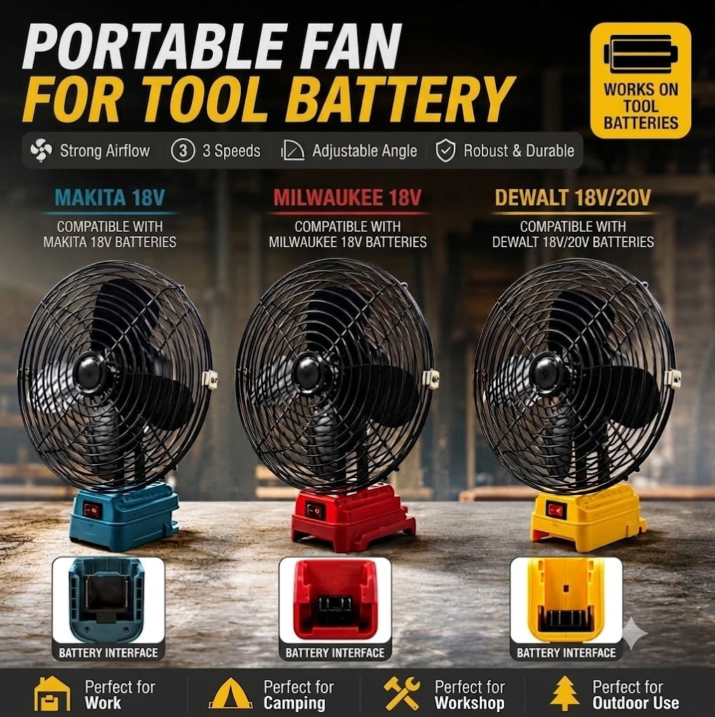 Portable Fan Powered by Power Tool Battery