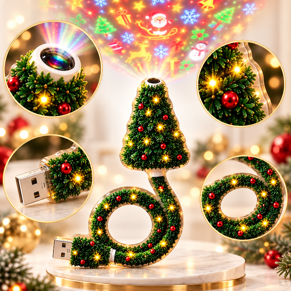 HD USB Christmas Projector – Create a Magical Holiday Atmosphere in an Instant