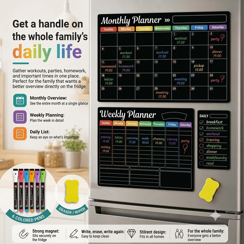 Magnetic Family Planner – Monthly, Weekly, and Daily Schedule