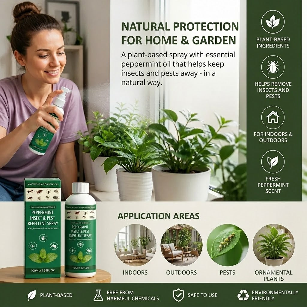 MOONSPRY Peppermint Insect Spray – Insect Repellent for Indoor and Outdoor Use, Bedroom and Garden