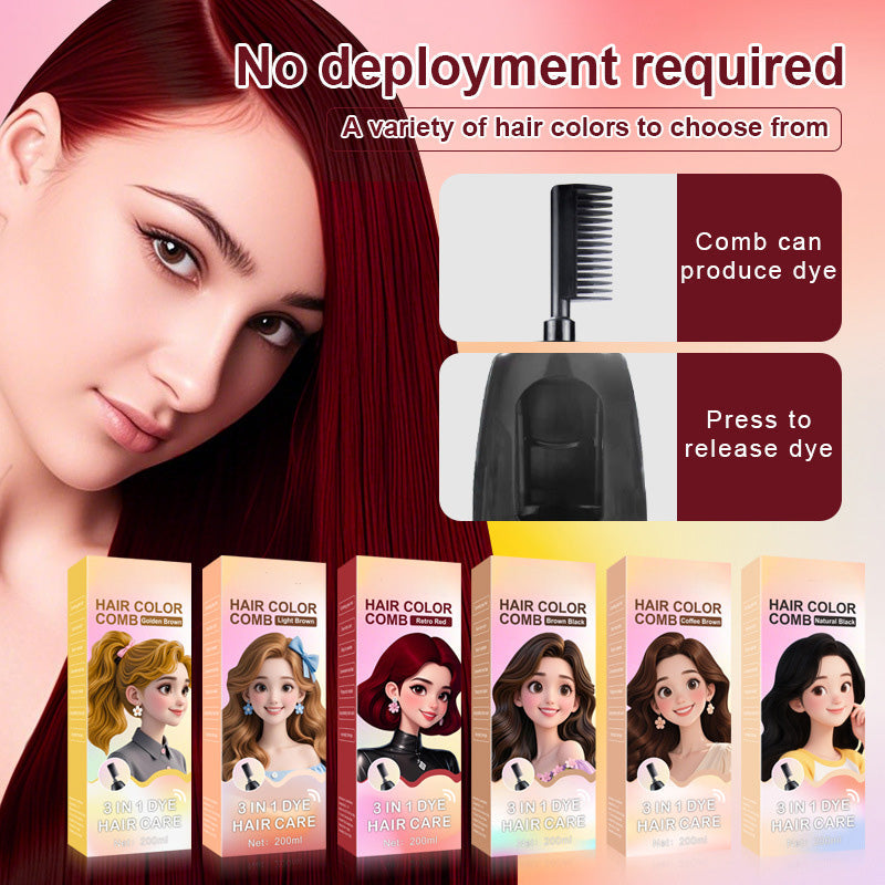 Plant-Based Hair Dye with Built-In Comb