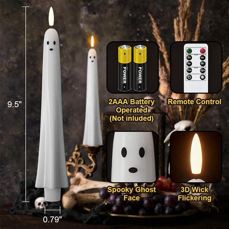 ππ» Remote-Controlled Ghost LED Candles with 3D Flickering Wick π―οΈπ‘ 1 Set (2 Pcs)