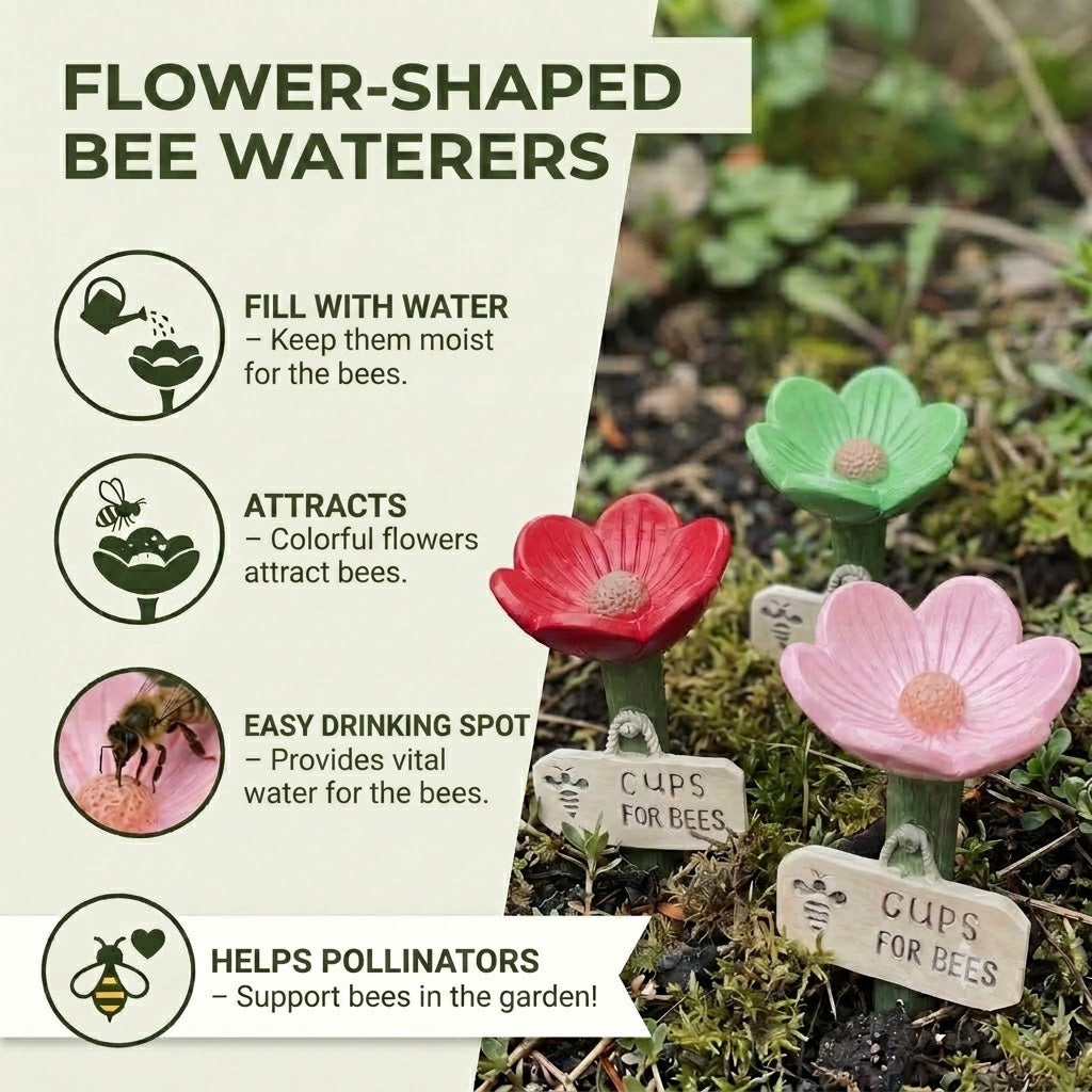 Flower-Shaped Bee Waterer – Colorful Garden Water Dispenser