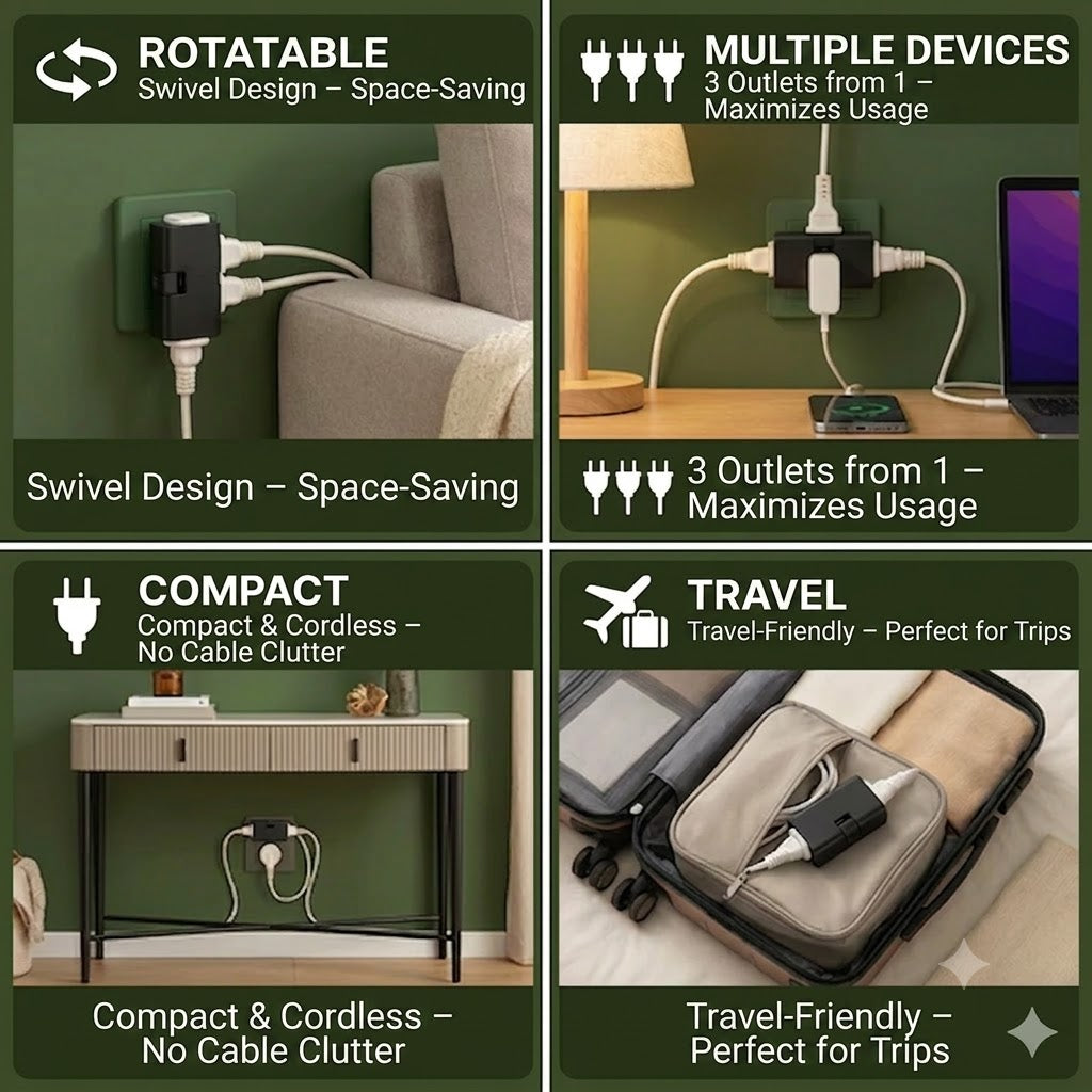 π Rotatable Power Strip β The Practical Solution for Tight Spaces
