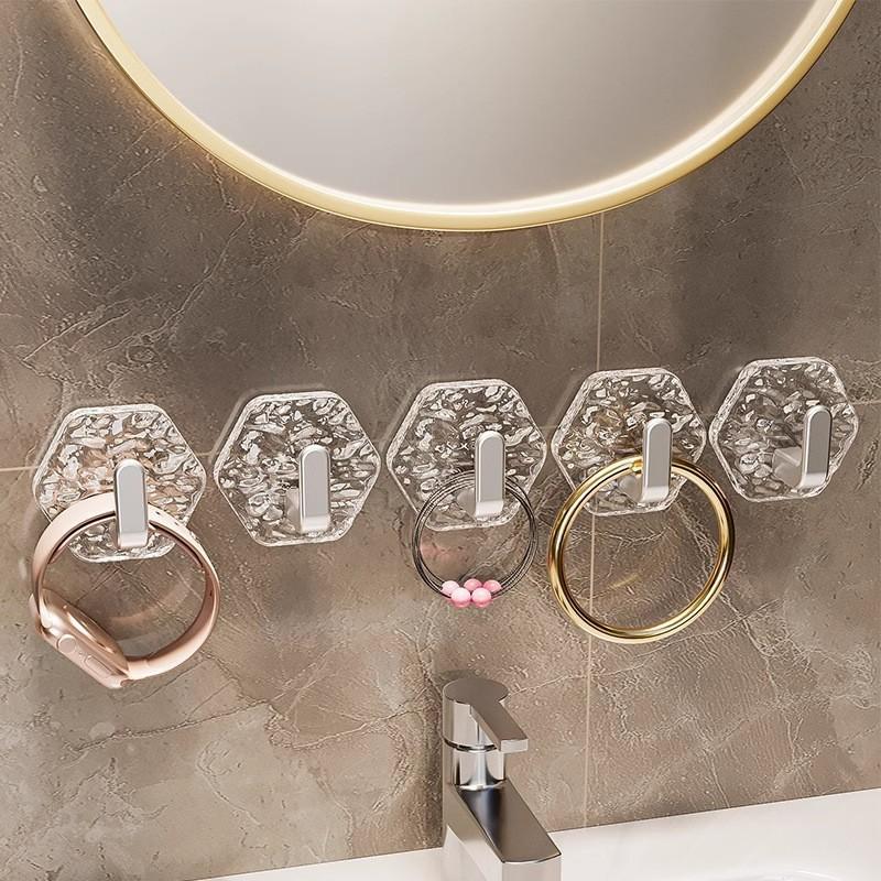Self-Adhesive Hooks – Hexagonal Wave Pattern Design (1 Set of 10 pcs)
