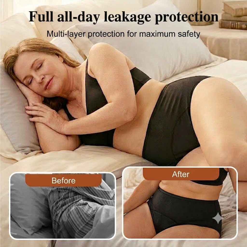 High-Waisted Leakproof Period Underwear with Front and Back Protection – Effective Side-Leakage Prevention