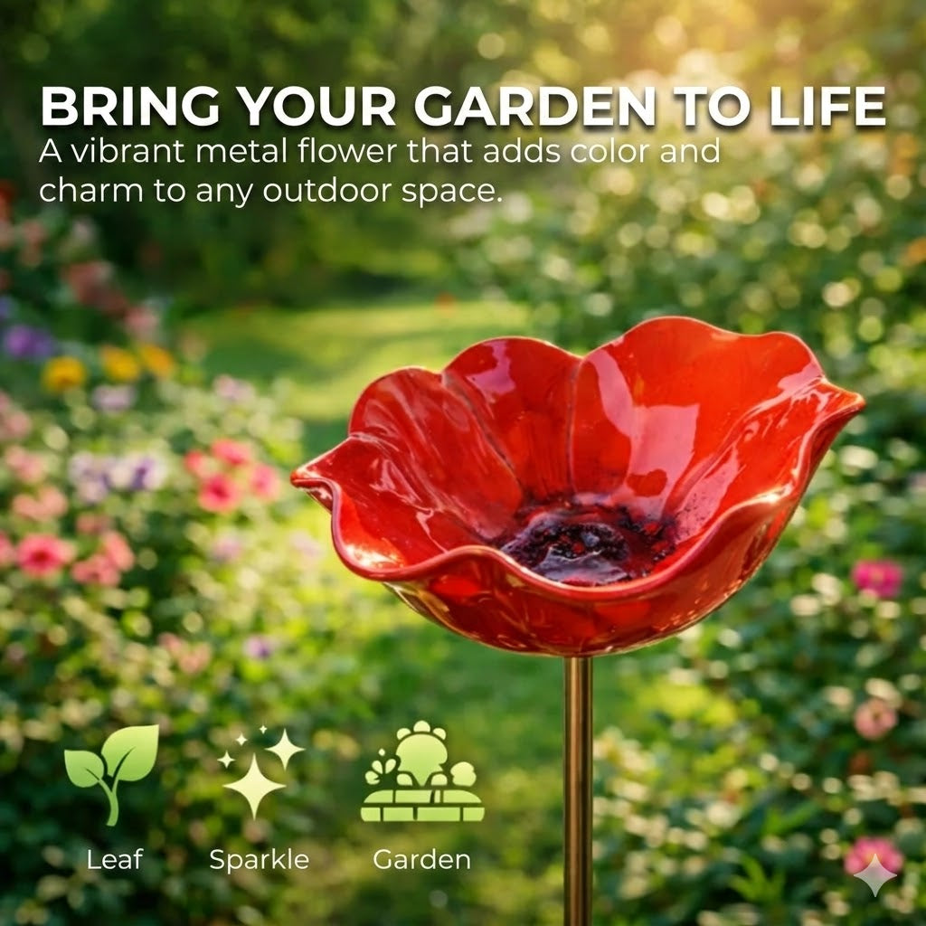 Handmade Bird Bath in Flower Seed Shape – Unique Garden Decoration and Bird Drinking Bowl
