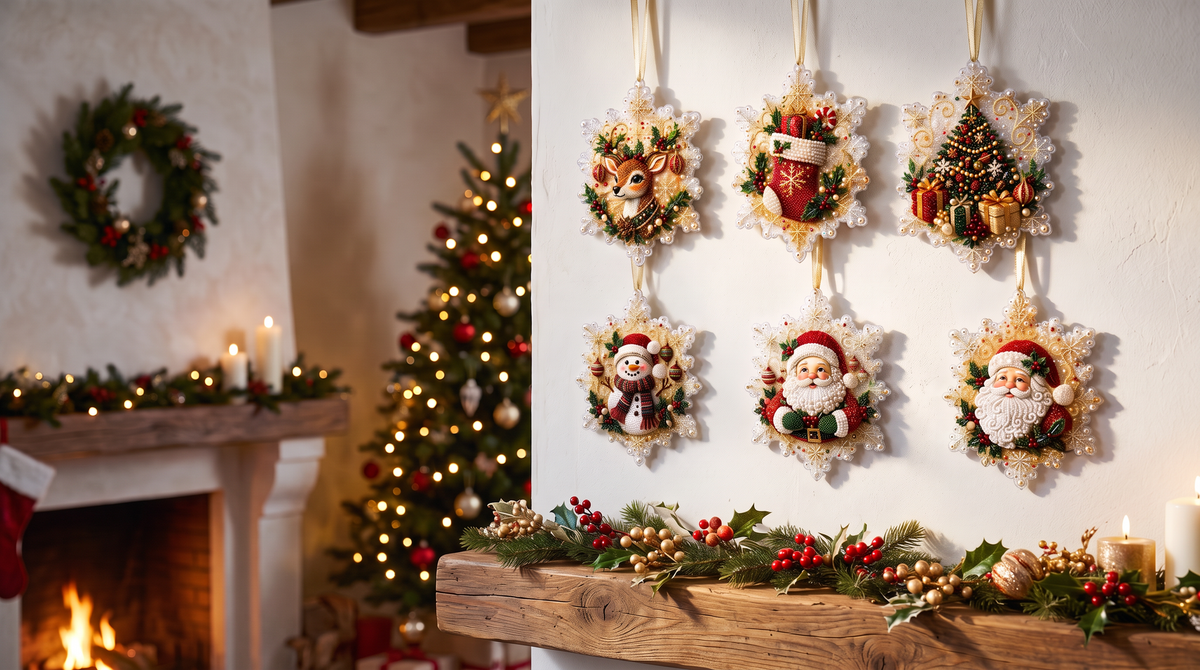 6-Piece DIY Diamond Painting Set for Christmas Ornaments & Decor