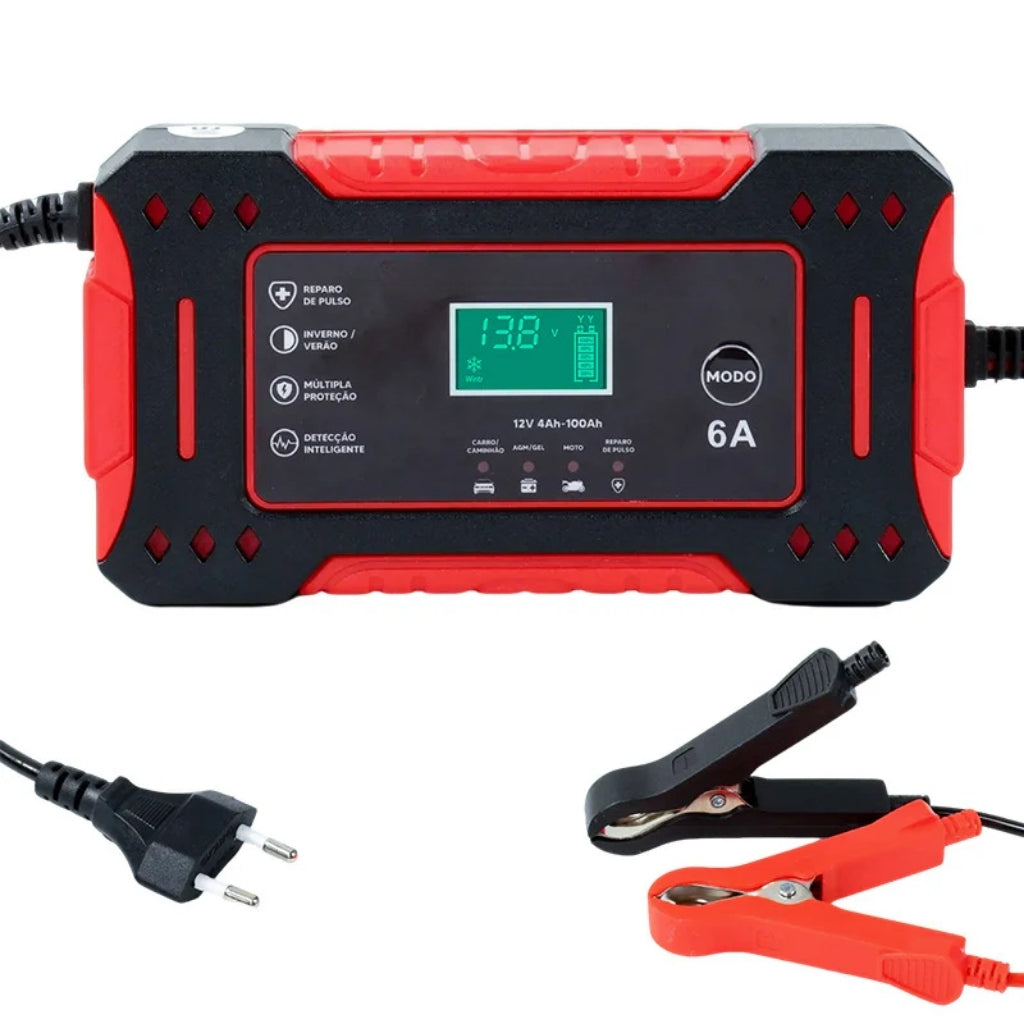 Smart Battery Charger 12V/24V - Fully Automatic Trickle Charger with Pulse Repair Function - For Car, Motorcycle & Boat