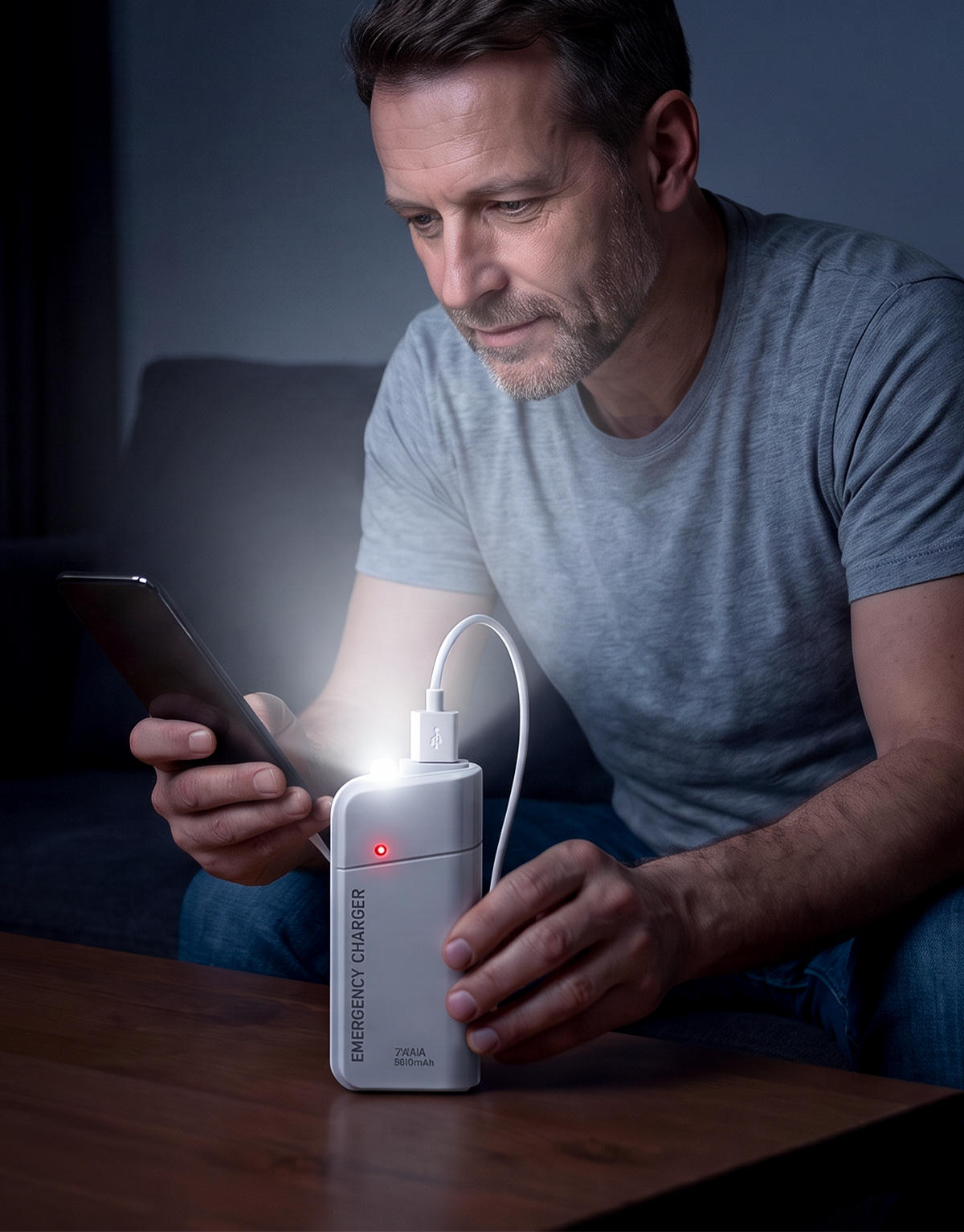 AA Battery Power Bank with LED Flashlight – Emergency Backup Power for Your Phone