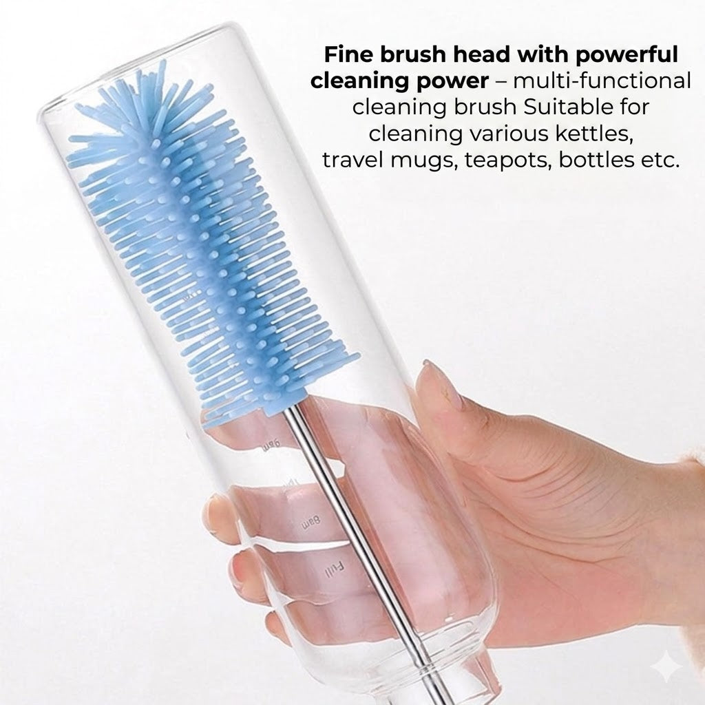 Rotating Silicone Bottle Brush - 360 Degree Cleaning - For Baby Bottles, Glasses & Water Bottles - Hygienic