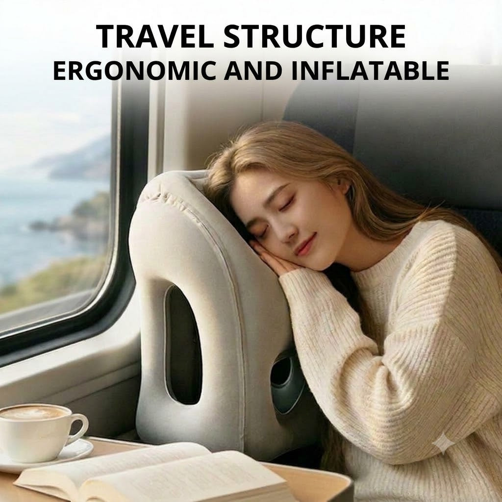 Inflatable Ergonomic Travel Pillow – Compact and Portable Neck Pillow for Planes, Trains, and Cars