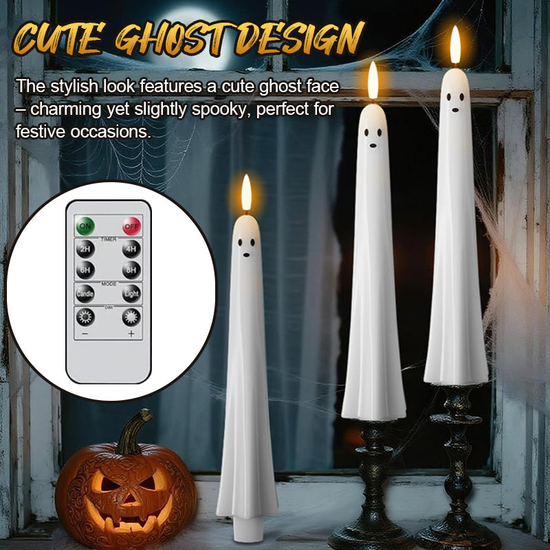 ππ» Remote-Controlled Ghost LED Candles with 3D Flickering Wick π―οΈπ‘ 1 Set (2 Pcs)